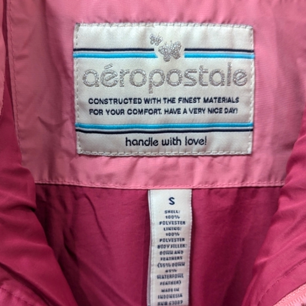 Aeropostale Girl's Two-Tone Pink Down Quilted Puffer Full Zip Vest (S) - Picture 3 of 5